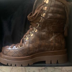 Brown combat boots